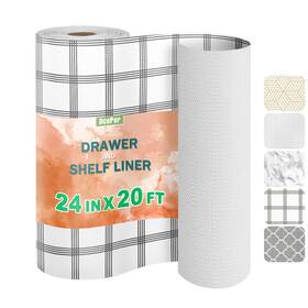 Dsl002 Ocepor Non-adhesive Drawer Shelf Liner 24x20 Ft Gray Stripe Waterproof Cabinet