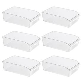 Oggi 764271097960 6 Pack Of Clear Plastic Fridge/pantry Bins With Fingergrip Handles 12 Inch