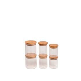 Oikos 908192519832 Hermetic Glass Storage Jars With Bamboo Lid Multipurpose Cand