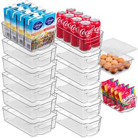 5647 Oizeir Refrigerator Organizer Bins - Clear Plastic Stackable Narrow And Wid
