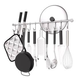 Okepoo 732688520036 Kitchen Hanging Rack 20 Inch Wall-mounted Pot Holder With 10 Quiet Sliding H