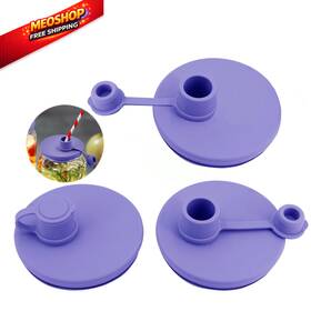 Mspg-2 Oklgo Mason Jar Pour Spout Lid - Wide Mouth Reusable Silicone Violet-3pack