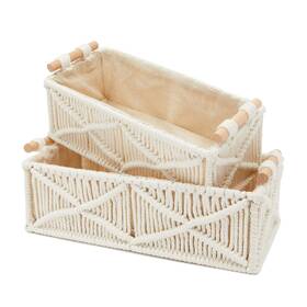 Okuna Outpost 194425196292 Macrame Storage Basket Set - Shelf Baskets For