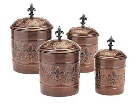 Old Dutch International 798527546643 4 Piece Versailles Canister Set With Fresh Seal Covers