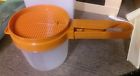 1493-12 Orange Canister Sifter Tupperware Container Bottom Flour Vtg Sift