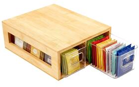 Teas01 Orchidleaf Tea Bag Organizer Bamboo And Acrylic Drawer Holder Wood Stor Teas01 Orchidleaf Tea Bag Organizer Bamboo And Acrylic Drawer Holder Wood Stor