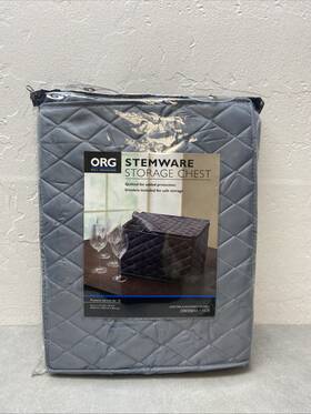 Org 444600768067 Stemware Storage Chest Quilted For Added Protection Holds 12