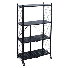 Nh-16994 Organize It All 4 Shelf Foldable Metal Storage Shelves Wheels Adult Kitchen