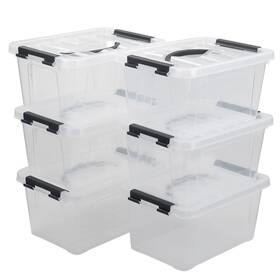 Ortodayes 737269785682 6-pack Small Clear Storage Boxes Plastic Bin With Lid 5.5 Liter
