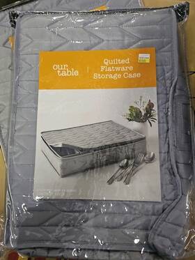 Our Table 444800415099 Quilted Flatware Storage Case Grey Our Table 444800415099 Quilted Flatware Storage Case Grey