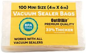 Outofair 758576601021 100 Vacuum Sealer Bags 4 Inch X 6 Pre Cut - Works With Foodsaver