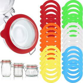 Gaskets-u987 Outus 30 Pieces Silicone Jar Gaskets Orange Blue Yellow Green Transparent Red