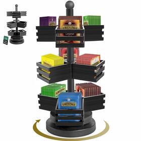 Organizer-0001 Ouvibor Tea Bag Organizer 3 Tier Stackable Storage Holder Spinning Carousel