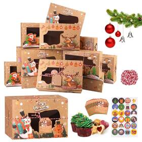 Boxes-24 Ovestars 781858425442 24 Pcs Christmas Cookie Box For Gift Giving Baking 8.8 Inch X 6 2.7 Wit