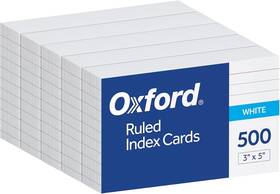 40176 Oxford Index Cards 3 X 5 Inches White Lined On Front Blank 3x5