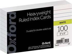 63500 Oxford Heavyweight Ruled Index Cards 3 Inch X 5 100 Count Pack Of 1 White