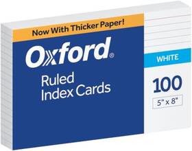Ess51 Oxford Ruled Index Cards 5 Inch X 8 White 100/pack 100
