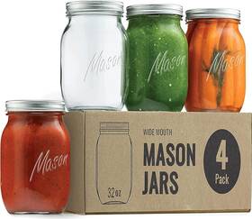 Paksh Novelty 810078881124 Mason Jars - Food Storage Container 32 4-pack Oz 4 Pack