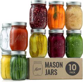 Paksh Novelty 810078881674 Mason Jars With Lids And Sealer - 10 Pack 10-pack 16 Oz