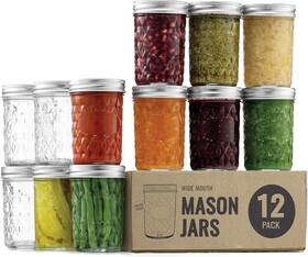 Paksh Novelty 810158038240 Mason Jars - 12-pack Quilted Glass 8 Oz 12 Pack