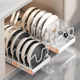 Ggj-w2 Parakatoikos Pots And Pans Organizer Under Cabinet 2 Pack Pull-out For