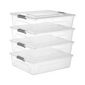 Party Club Of America 952192732150 4 Pack 10 Quart Clear Plastic Storage Bins With Lids Stackable Box For Cr