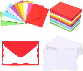240222 Patikil 3.7 Inch X2.4 Colorful Mini Envelopes With White Blank Paper Multicolored