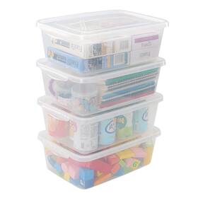 Pekky 751300862811 6.5 Quart Clear Storage Bin Plastic Latching Box With Lid 4 Packs