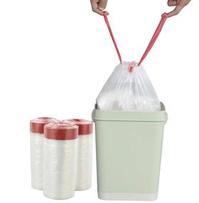 Pekky 754909750848 1.5 Gallon Drawstring Trash Bags Clear Garbage Heavy Duty 120 Co