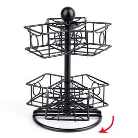 Peohud P-teabagrack-bl6grid Tea Bag Organizer Spinning Carousel With 6 Compartments Peohud P-teabagrack-bl6grid Tea Bag Organizer Spinning Carousel With 6 Compartments