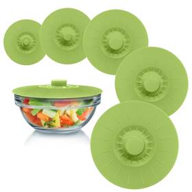 43219-55938 Perfect And Simple Silicone Bowl Lids Green Set Of 5 Reusable Suction Seal Covers For Bowls Pot