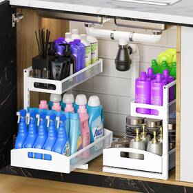 Petiza 753947714836 Metal Under Sink Organizer Pull Out Cabinet Rack With Silk-smooth