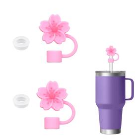 1001415 Peutier 4pcs Straw Cover And Spill Stopper Set For 0.4 Inch 0.39 Pink