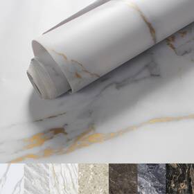 Hc8881-4 Phinilux Marble Contact Paper For Countertops Cover - 24 Inch X197 Matte White Gold Peel A