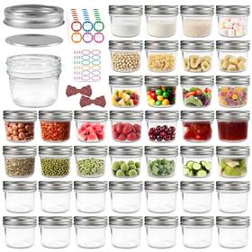 Pw-msg04-001 Piniwon 40 Pack Mason Jars 4 Oz With Regular Lids And Bands Mini Clear