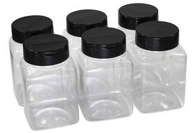 Pinnacle Mercantile 850003631288 Plastic Spice Jars 6-pack Square Large 17 Oz.clear Clear
