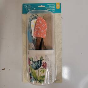 Pioneer Woman 085081539762 Blooming Bouquet Ceramic Utensil Crock With Mini Tool Set