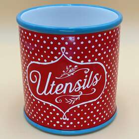 82936.02 Pioneer Woman Red Polka Dot Stoneware Utensil Holder Crock