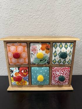 Pw5456777 Pioneer Woman The Vintage Floral 6-drawer Spice Tea Box