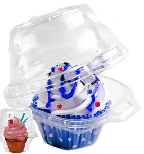 B01ftdonp0 Pizety Pack Of 50 Individual Cupcake Containers Strong And Sturdy Clear Plastic Cupc