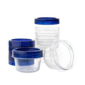 Plasticpro 741718781675 Deli Containers Clear Bottom With Blue Top Twist On Lids Reusable