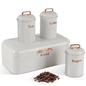 Bbml4stowtm Plexon White Bread Box For Kitchen Countertop With Tea Coffee Sugar Container Bbml4stowtm Plexon White Bread Box For Kitchen Countertop With Tea Coffee Sugar Container