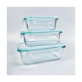Lco54 Pmssypl 3 Piece Glass Food Storage Container Set Sealed Reusable Pantry Kitchen Stora