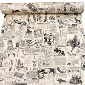 Poetryhome 797805602132 Self-adhesive Vintage Newspapaer Wall Paper Drawer Shelf Liner For Kitchen