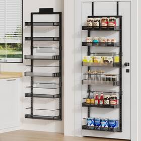Pokipo 752870898293 6-tier Over The Door Pantry Organizer 2 In 1 Large Spice Rack With Adju