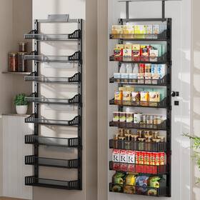 Pokipo 768346017013 8-tier Over The Door Pantry Organizer Large Metal Spice Rack With Adjus