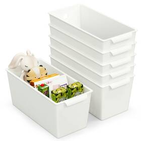 Pb-sb-rw6 Popu Berry Plastic Storage Bins 6 Pack Front Handle Design 11 Inch X5 Pantry Organization
