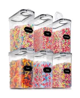 Praki 791783938108 Large Dry Food Storage Containers With Lids 6pcs Airtight Ce... Fast Ship