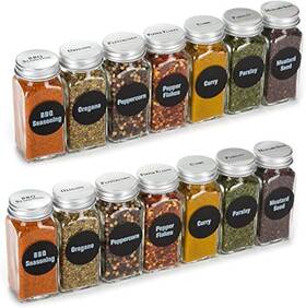 8ozj-6 Premium Vials 4oz Best Value 14 Glass Spice Jars Includes Pre-printed 113 4 Oz Clear
