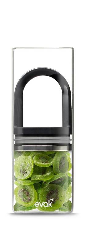 Pp09-edlgbk Prepara Black Gloss Handle Large Evak Fresh Saver Airless Canister Glass &